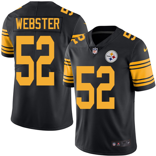 Men's Elite Mike Webster Nike Jersey Black - #52 Rush NFL Pittsburgh Steelers
